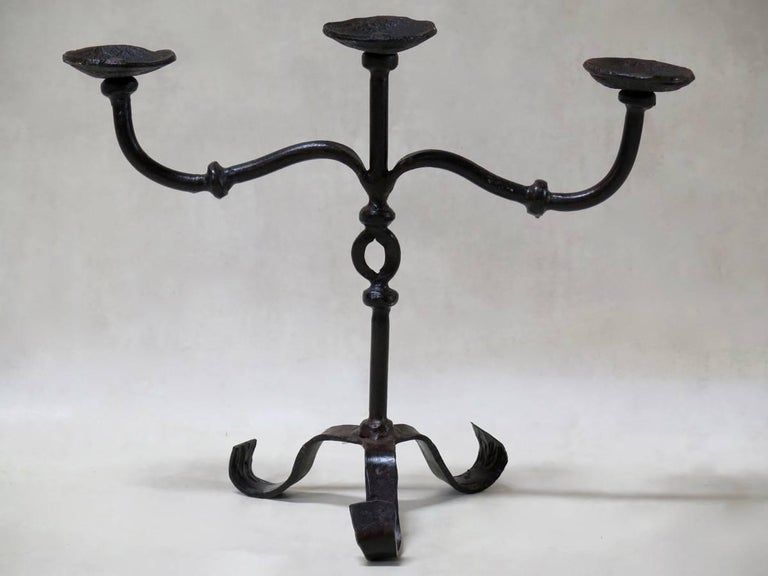 Pair of Wrought-Iron Candelabras, France, circa 1940s For Sale at ...
