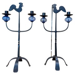 Pair of wrought Iron candelsticks Bertil Vallien Sweden 1970