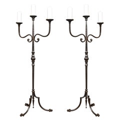 Pair of Wrought Iron Candle Stands