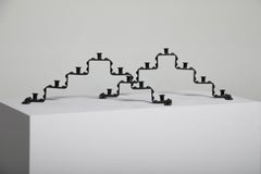 Pair of Swedish Hand-Forged Wrought Iron Candelabra, Early 20th Century