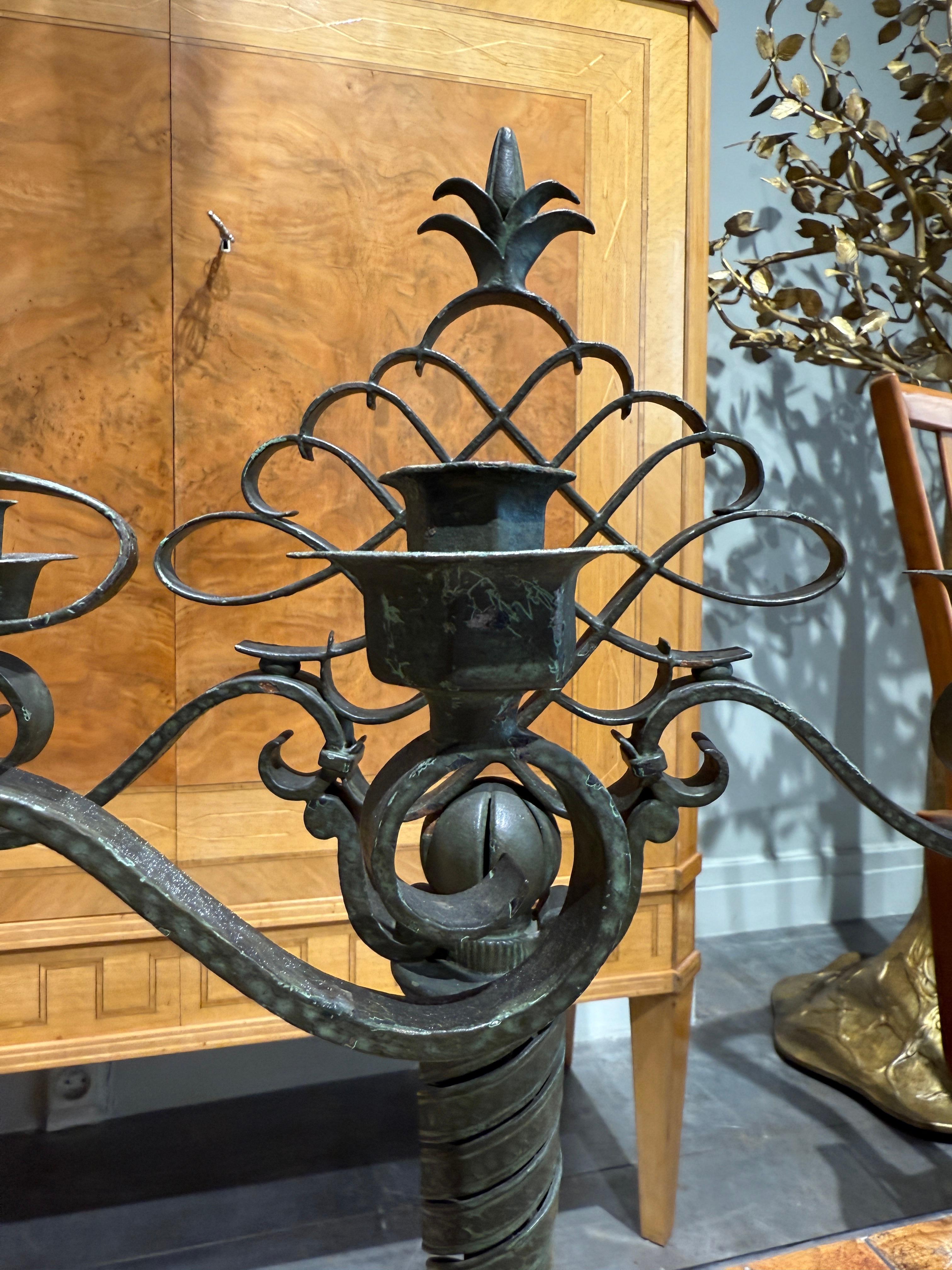Wonderful pair of wrought iron candleholders stamped Bertinotti Italy 1940
Impressive H : 56 cm 