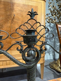 Pair of wrought iron candleholders stamped Bertinotti Italy 1940