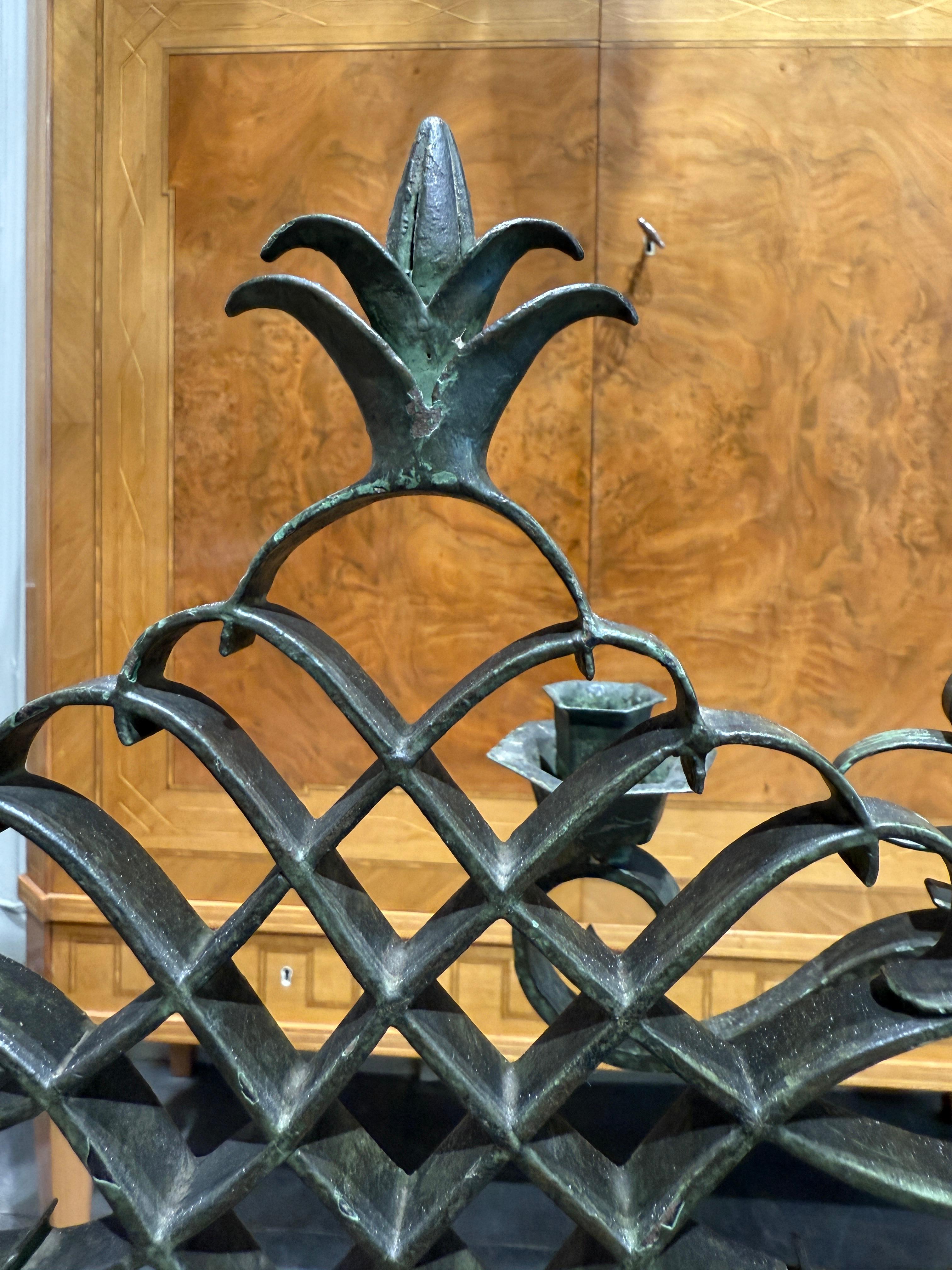 Italian Pair of wrought iron candleholders stamped Bertinotti Italy 1940 For Sale