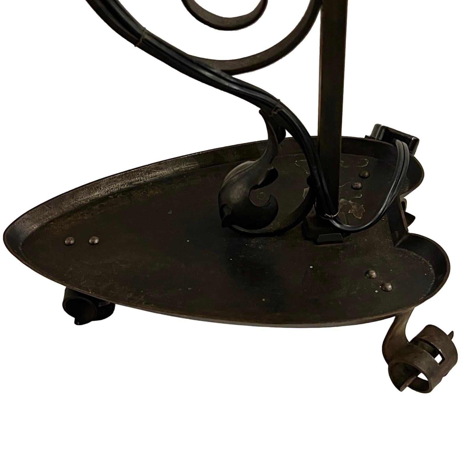 Pair of Wrought Iron Candlestick Lamps In Good Condition For Sale In New York, NY