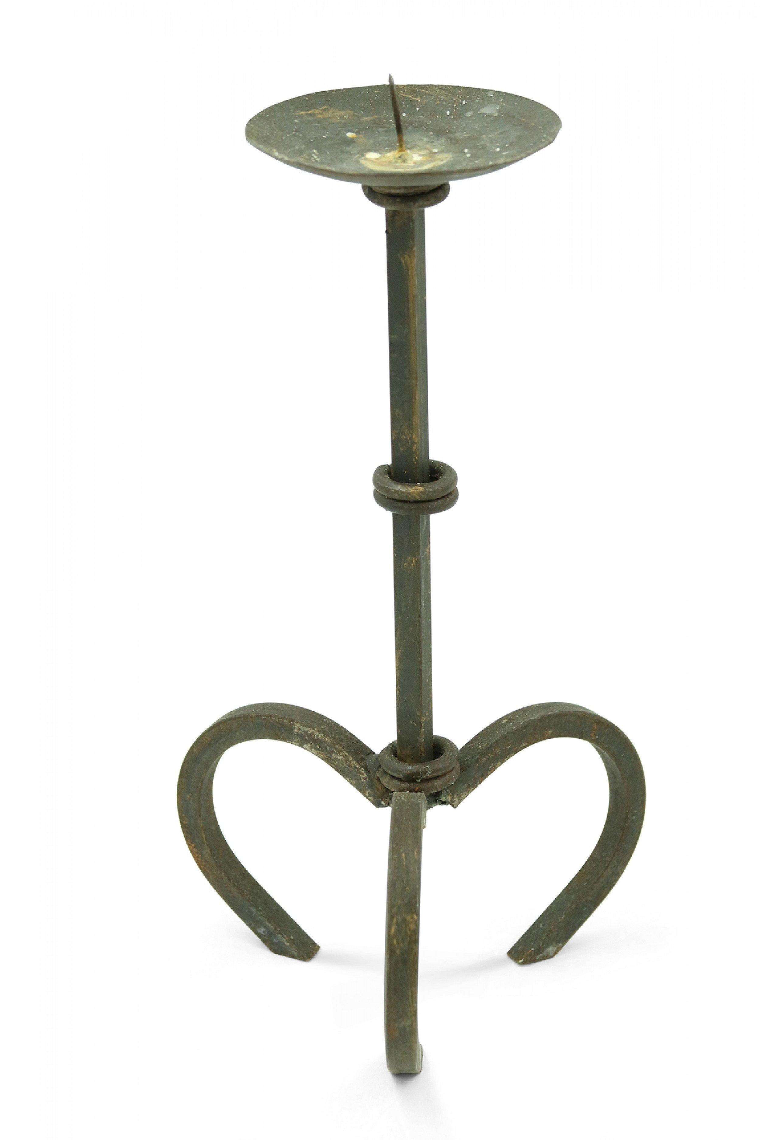 American Pair of Wrought Iron Candlesticks