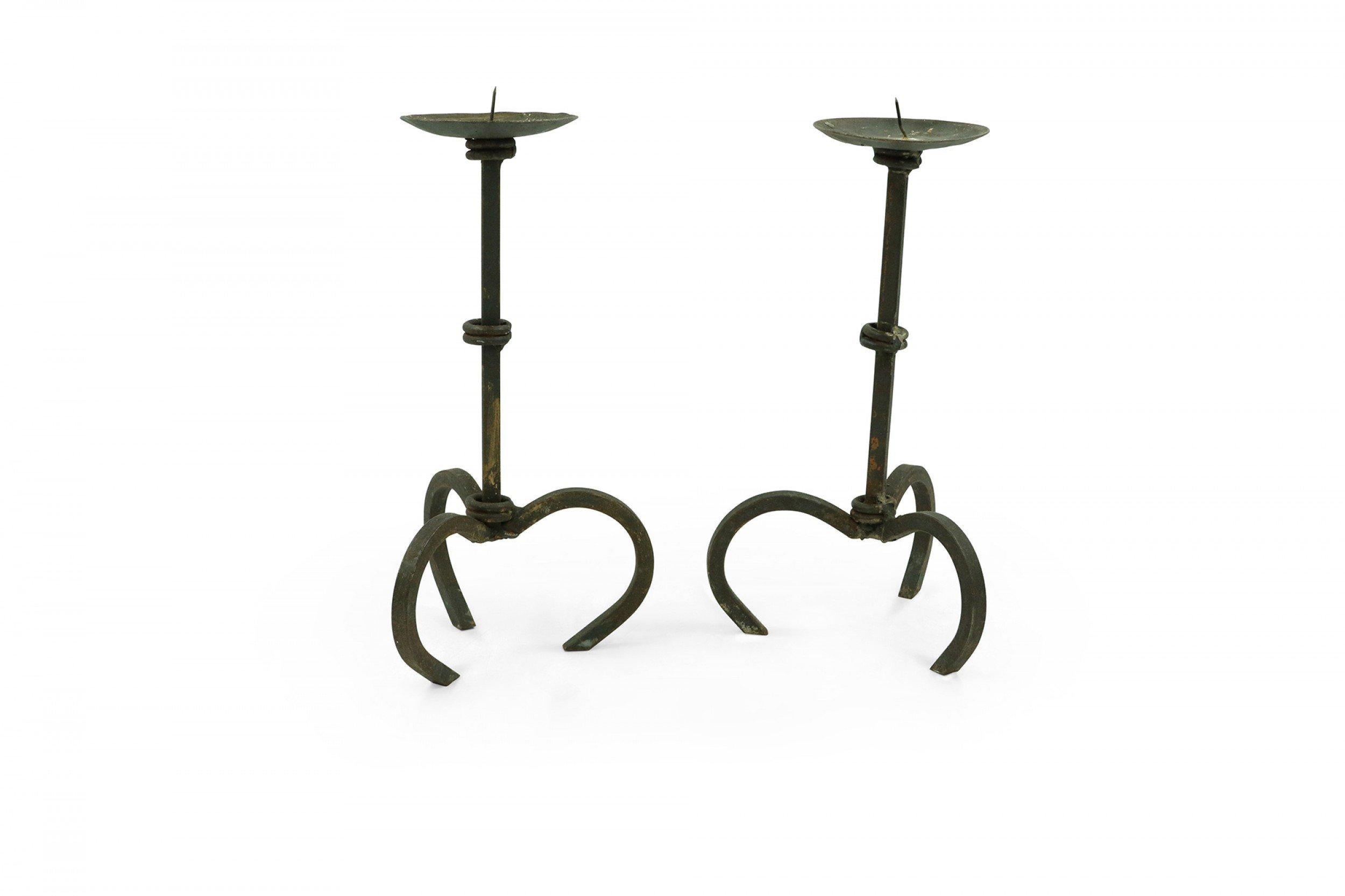 Pair of Wrought Iron Candlesticks In Good Condition In New York, NY