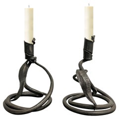 Pair of Wrought Iron Candlesticks