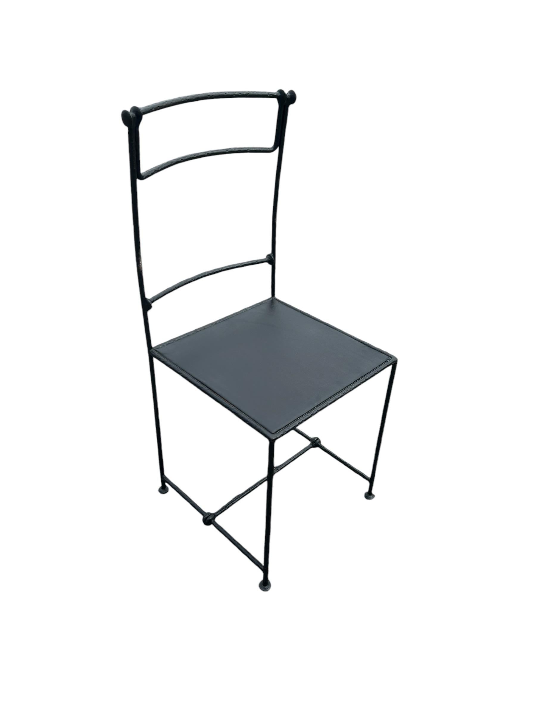Brutalist pair of wrought iron chairs by Pierre Basse ( Giacometti's blacksmith )