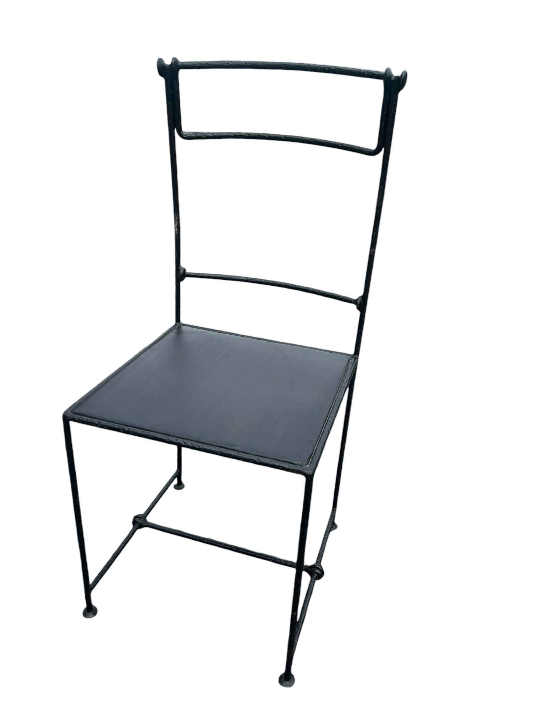 French pair of wrought iron chairs by Pierre Basse ( Giacometti's blacksmith )