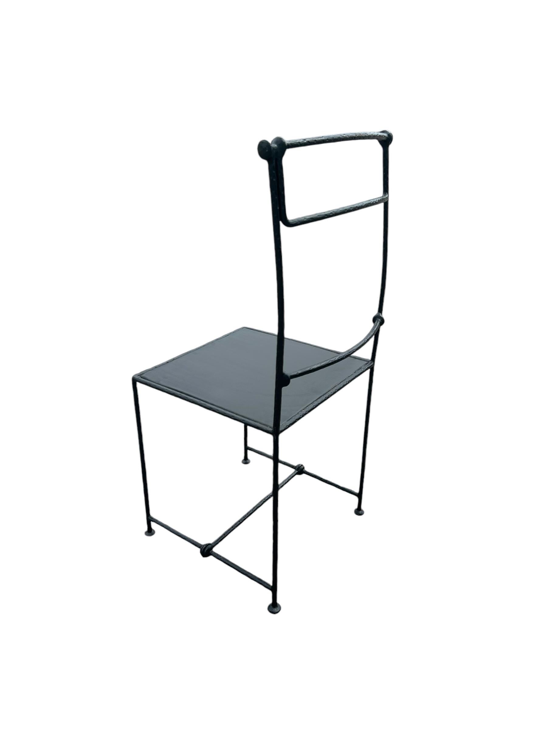 Wrought Iron pair of wrought iron chairs by Pierre Basse ( Giacometti's blacksmith )