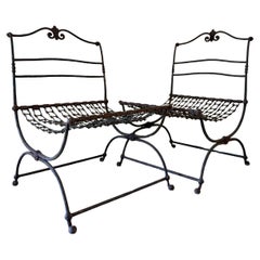 Pair of wrought iron chairs Jean Charles Moreux circa 1939