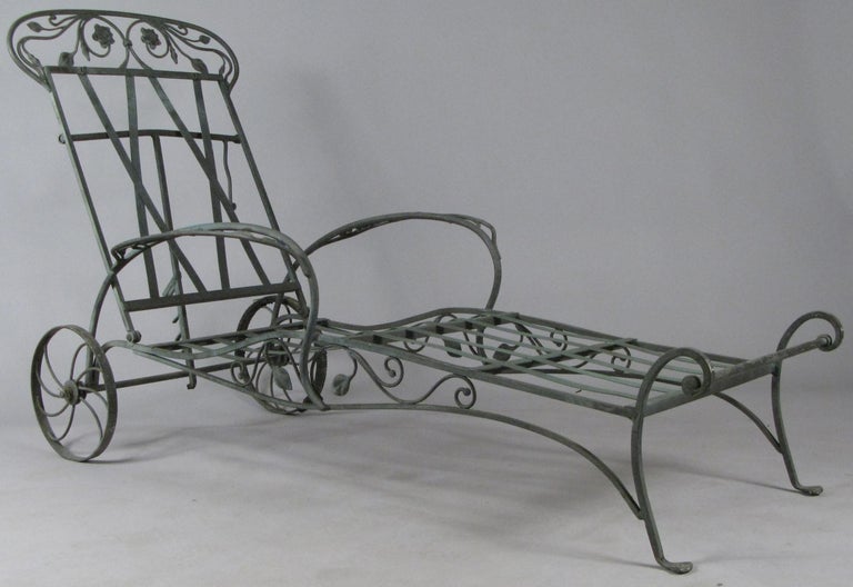Pair of Wrought Iron Chaise Lounges by Salterini, circa 1950 at 1stDibs