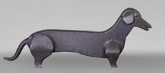 Pair of Wrought Iron Dachshund Andirons
