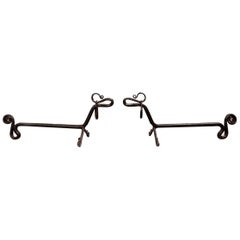 Vintage Pair of Wrought Iron Dachshund Andirons