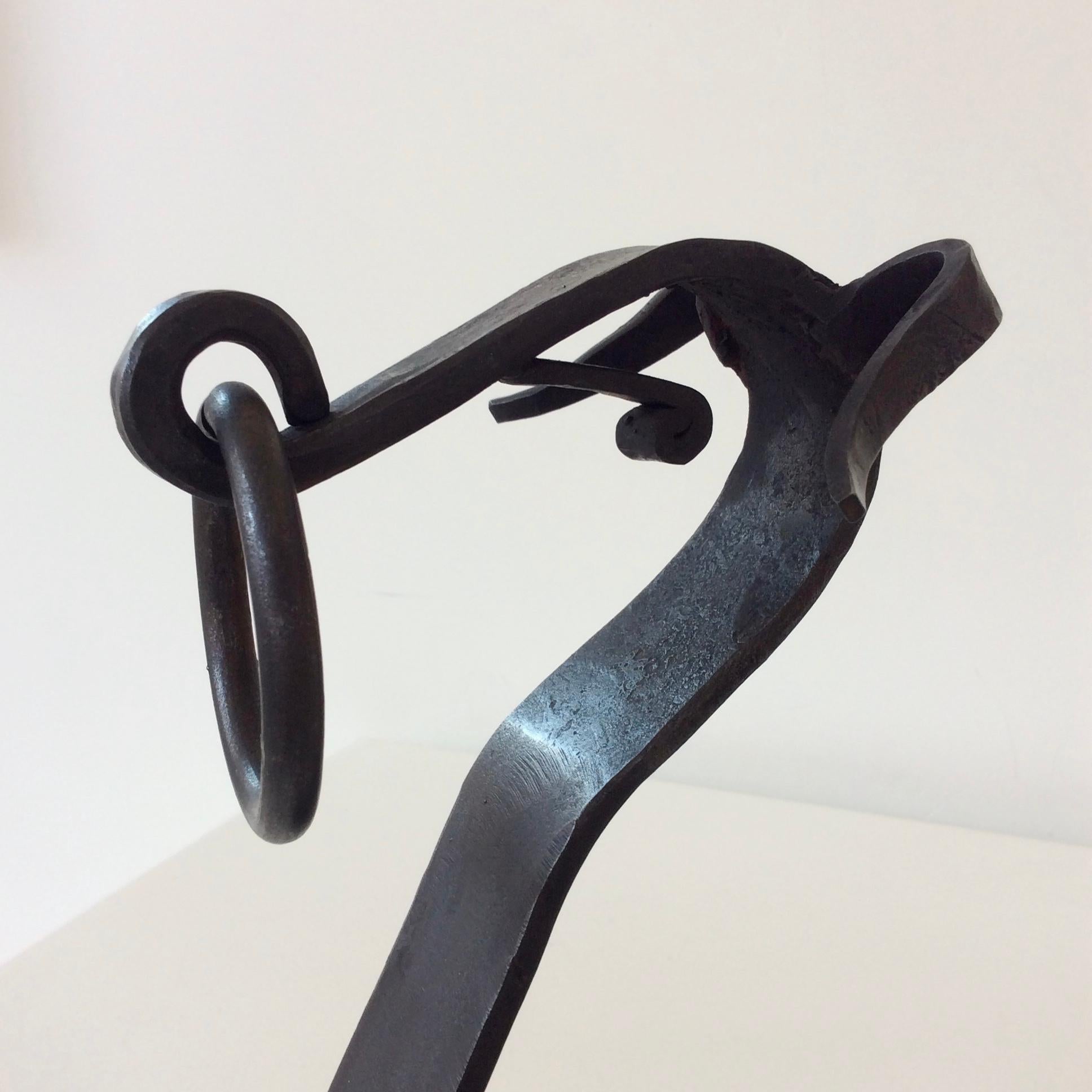 Pair of Wrought Iron Dogs Andirons, circa 1960, France 4