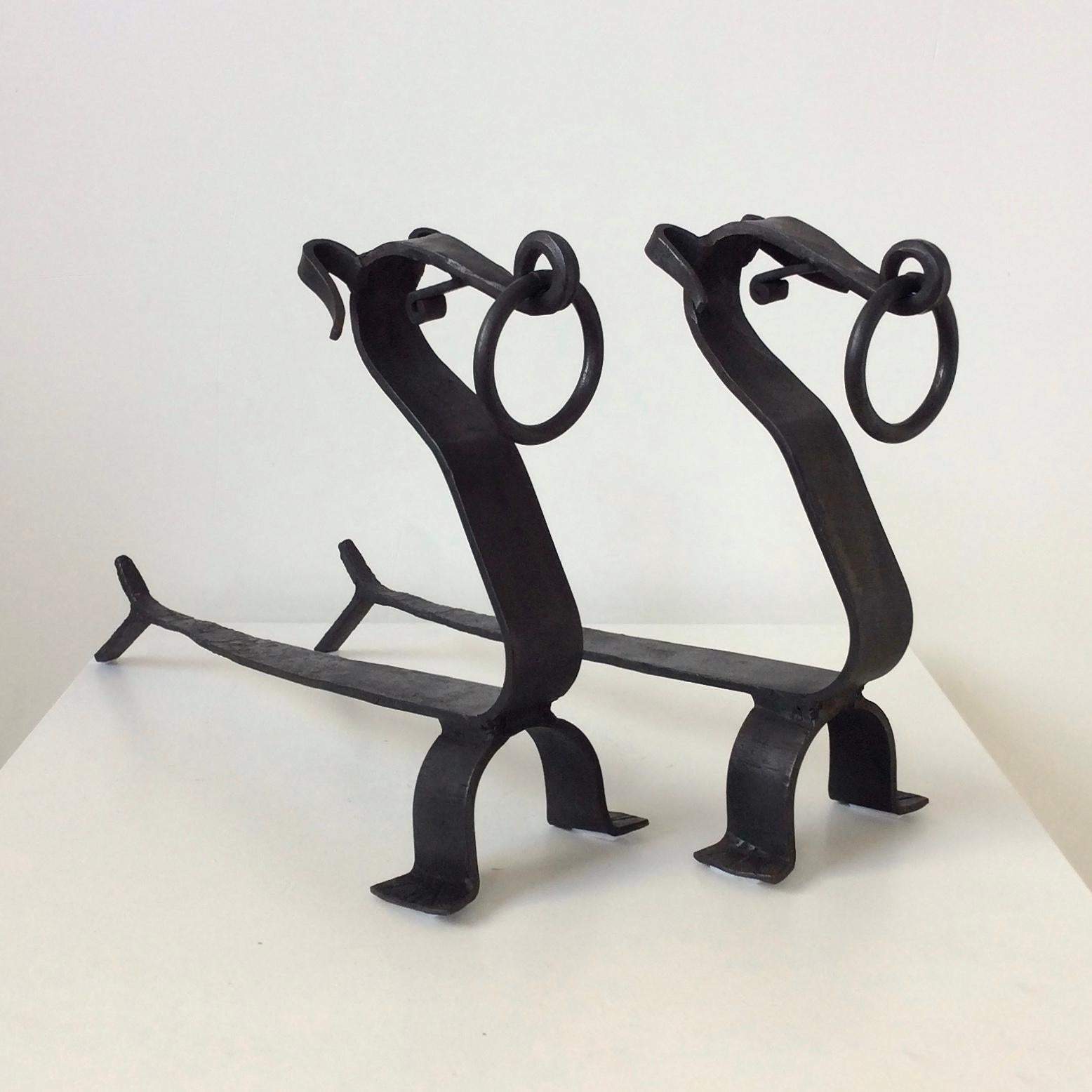 Pair of dog andirons, circa 1960, France.
Black wrought iron.
Dimensions: 40 cm D, 13 cm W, 27 cm H.
All purchases are covered by our Buyer Protection Guarantee.
This item can be returned within 7 days of delivery.
Please ask for our best shipping