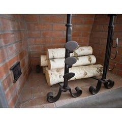 Pair of Wrought Iron English Andirons, 19th Century