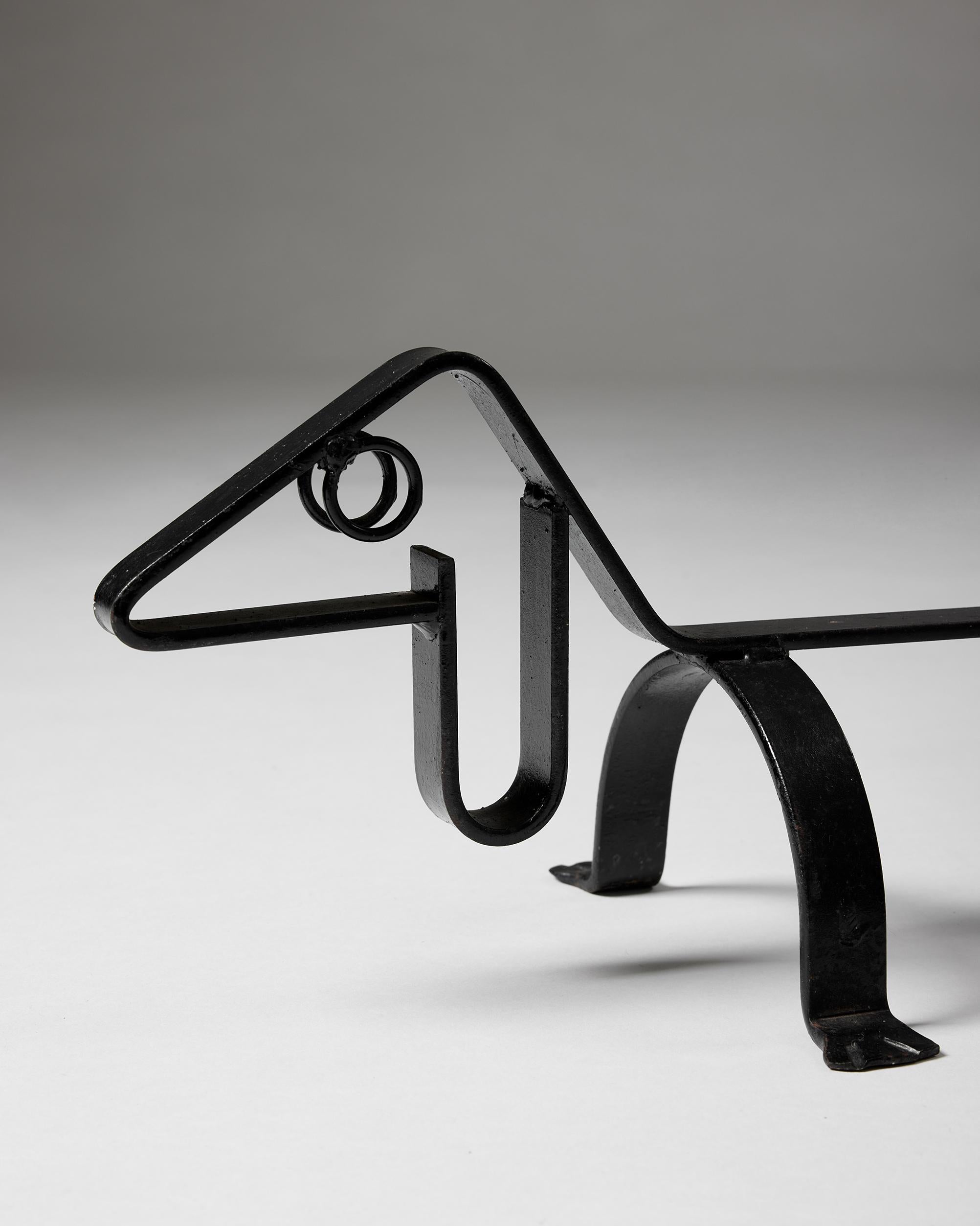 Pair of wrought iron fire dogs, anonymous, Sweden, 1970s For Sale 1