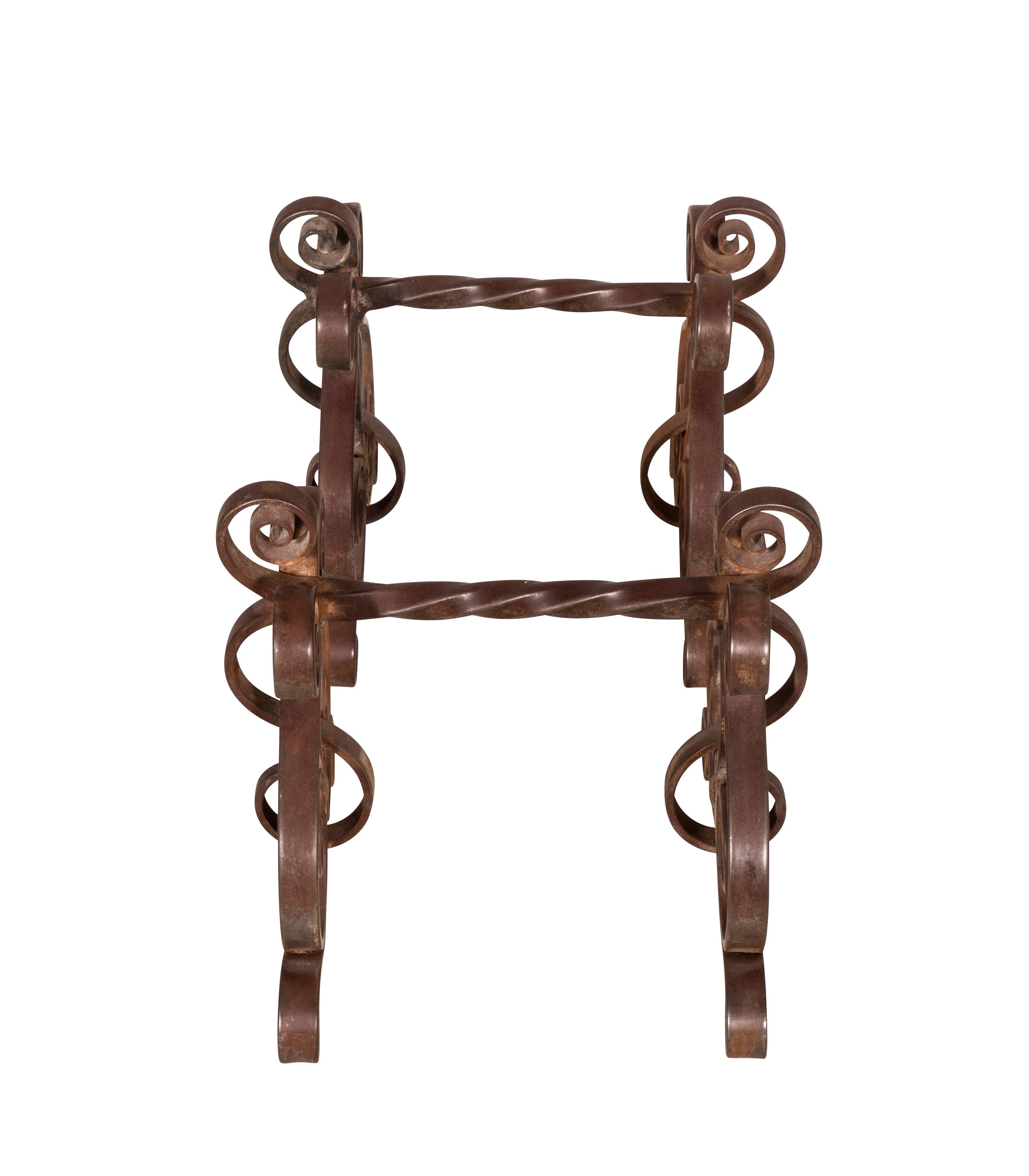 European Pair of Wrought Iron Fire Tool Rests