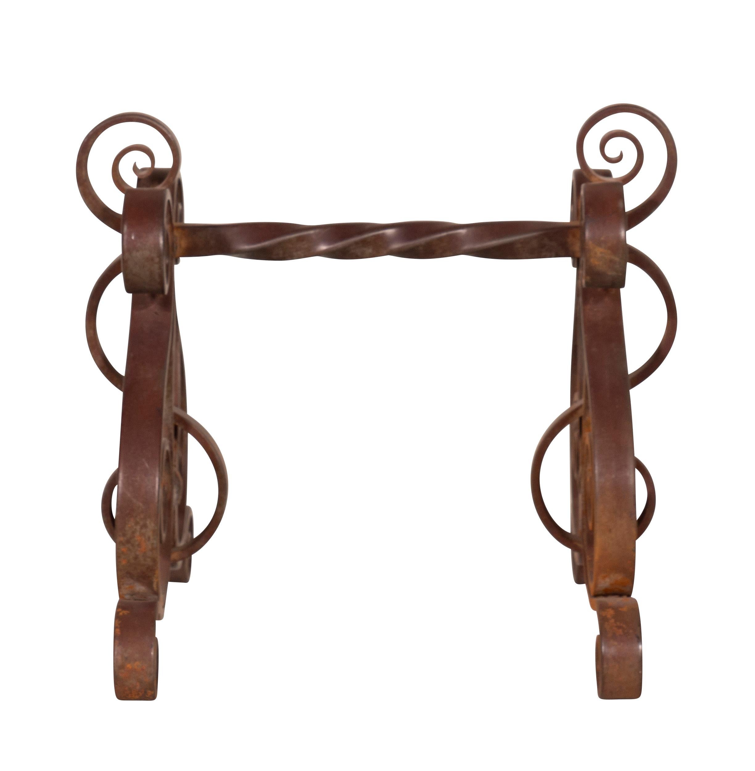 Pair of Wrought Iron Fire Tool Rests 2