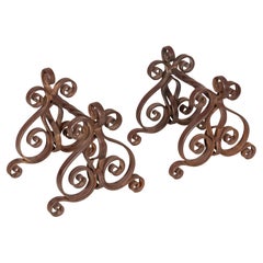 Pair of Wrought Iron Fire Tool Rests