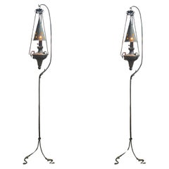 Used Pair of Wrought Iron Floor Lamps Attributed to Samuel Yellin