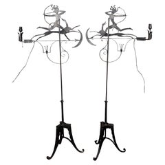 Paire de lampadaires en fer forgé de William Hunt Diederich