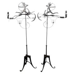 Pair of Wrought Iron Floor Lamps By William Hunt Diederich