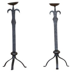 Pair of Wrought Iron French Candlesticks