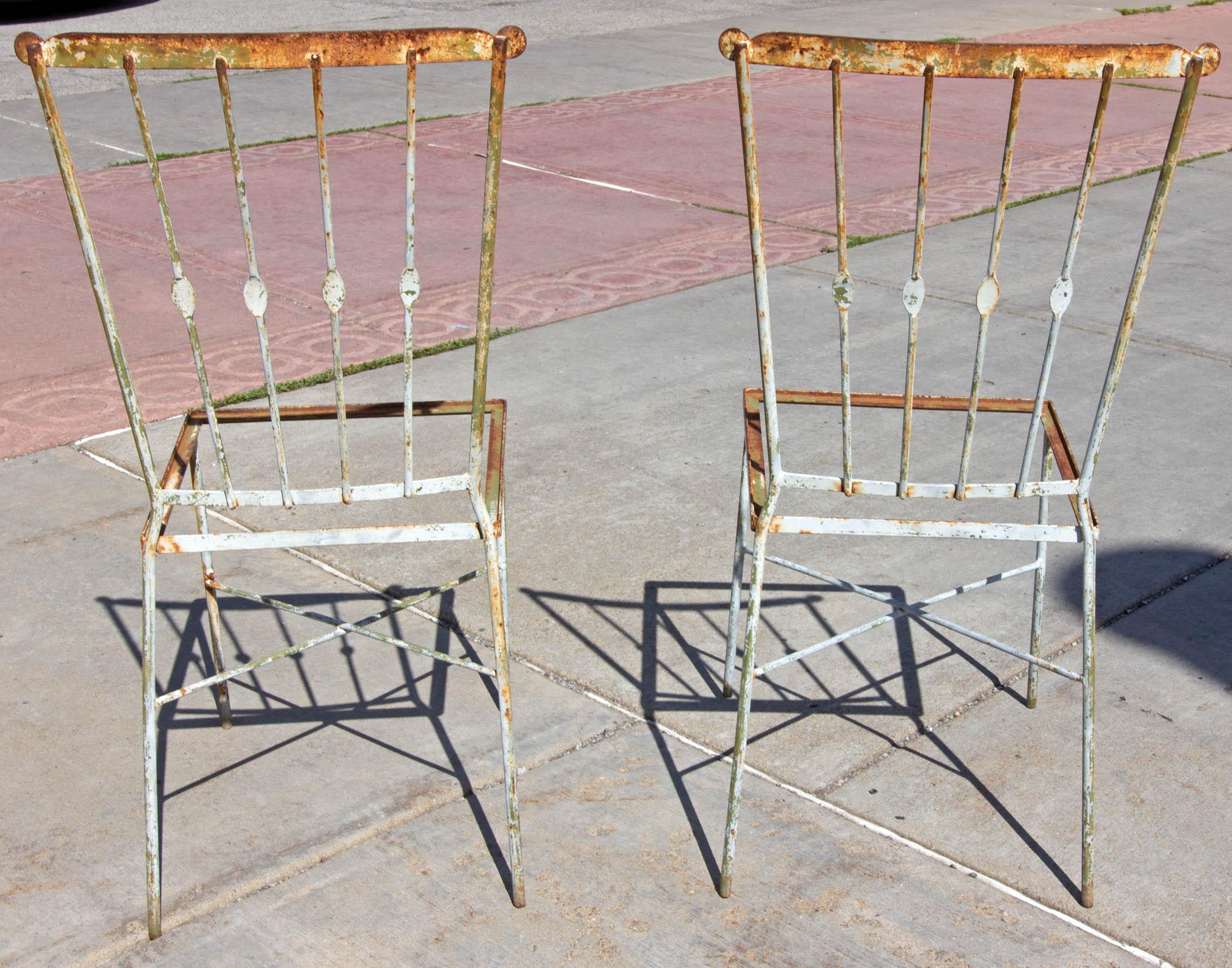 20th Century Pair of Wrought Iron Garden Chairs