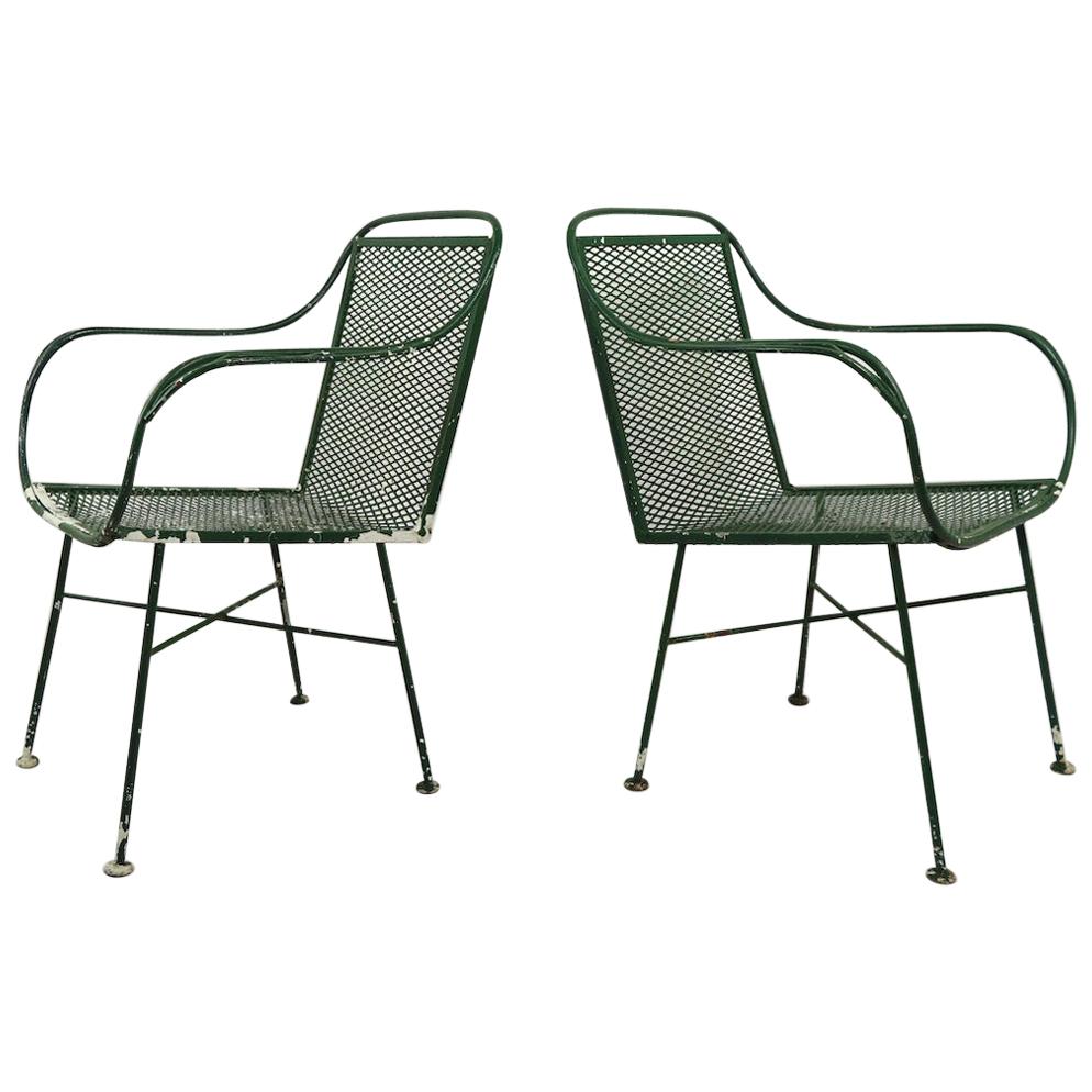 Pair of Wrought Iron Garden Patio Lounge Chairs by Salterini