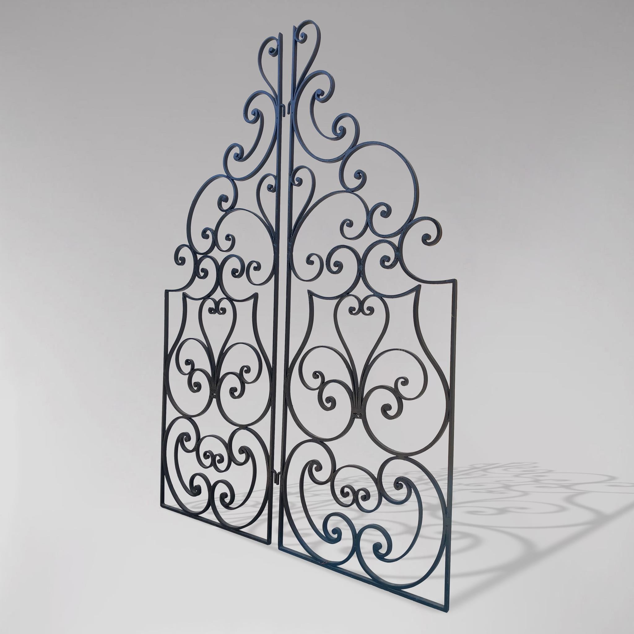Art Deco Pair Of Wrought Iron Gate black For Sale
