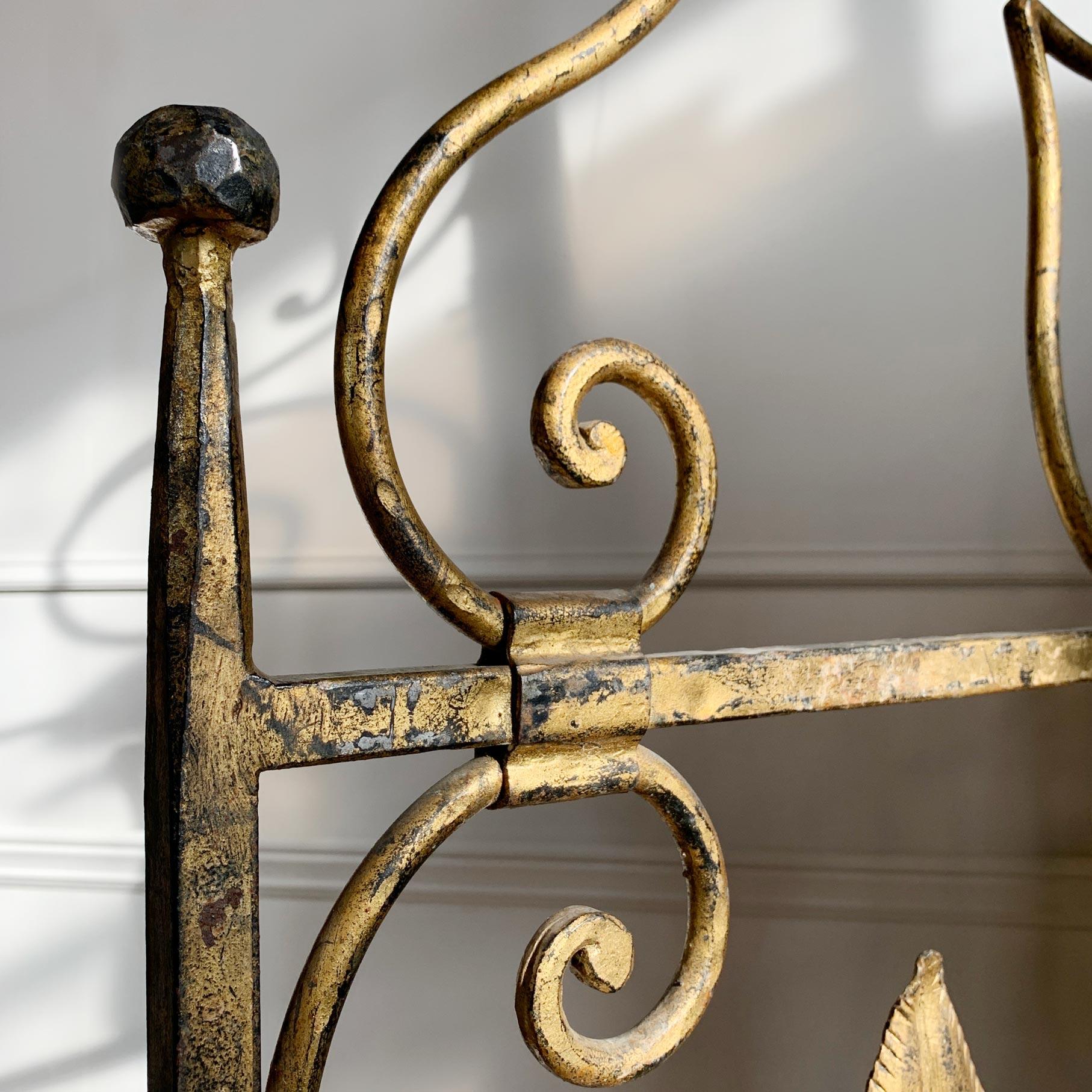 Gilt Pair of Wrought Iron Gold Spanish Church Altar Gates For Sale