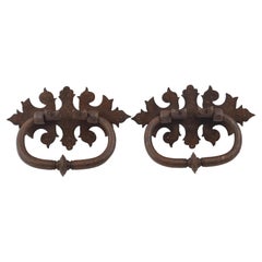 Pair of Wrought Iron Handles, 20th Century, After Earlier Models