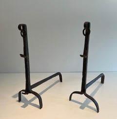Pair of Wrought Iron Landiers