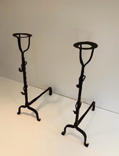 Paar schmiedeeiserne Landiers