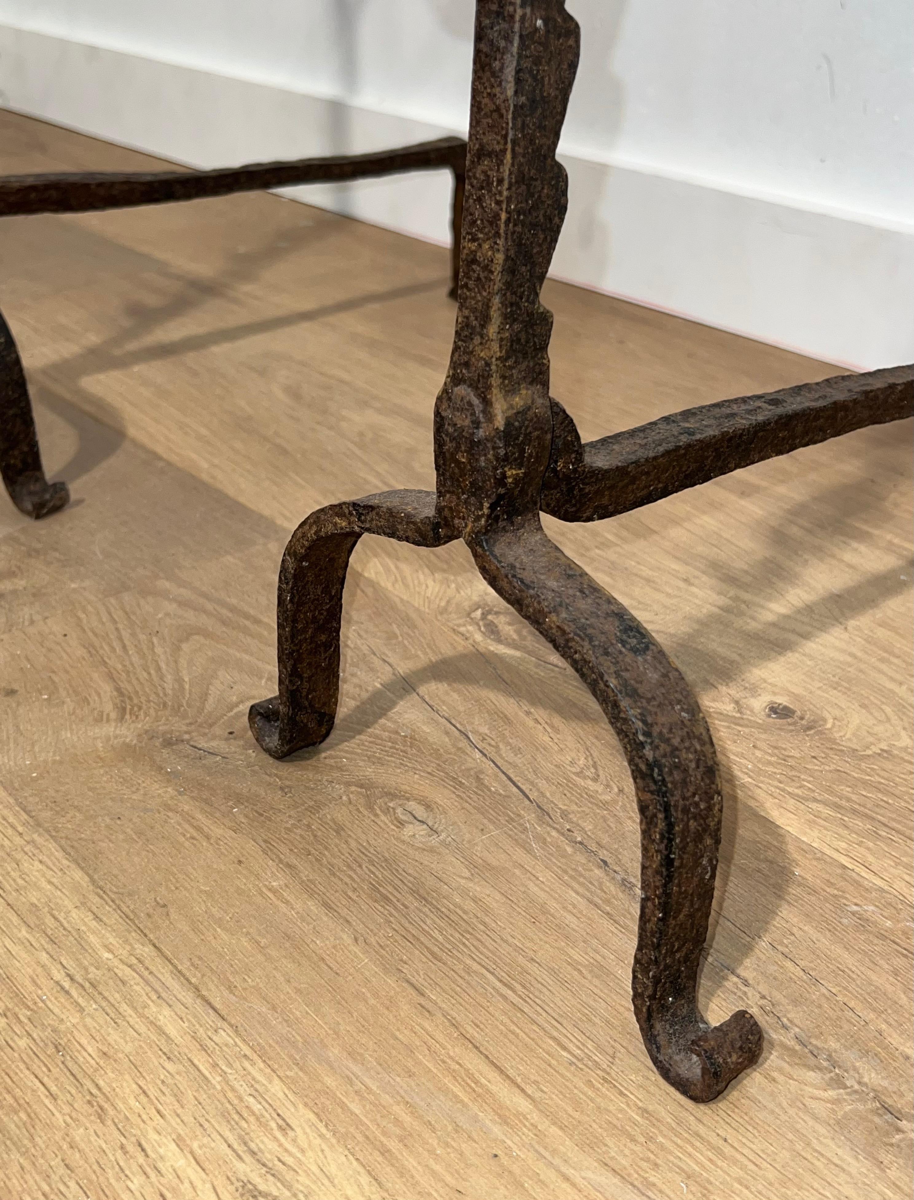 Pair of Wrought Iron Landiers. French. 18th century For Sale 5