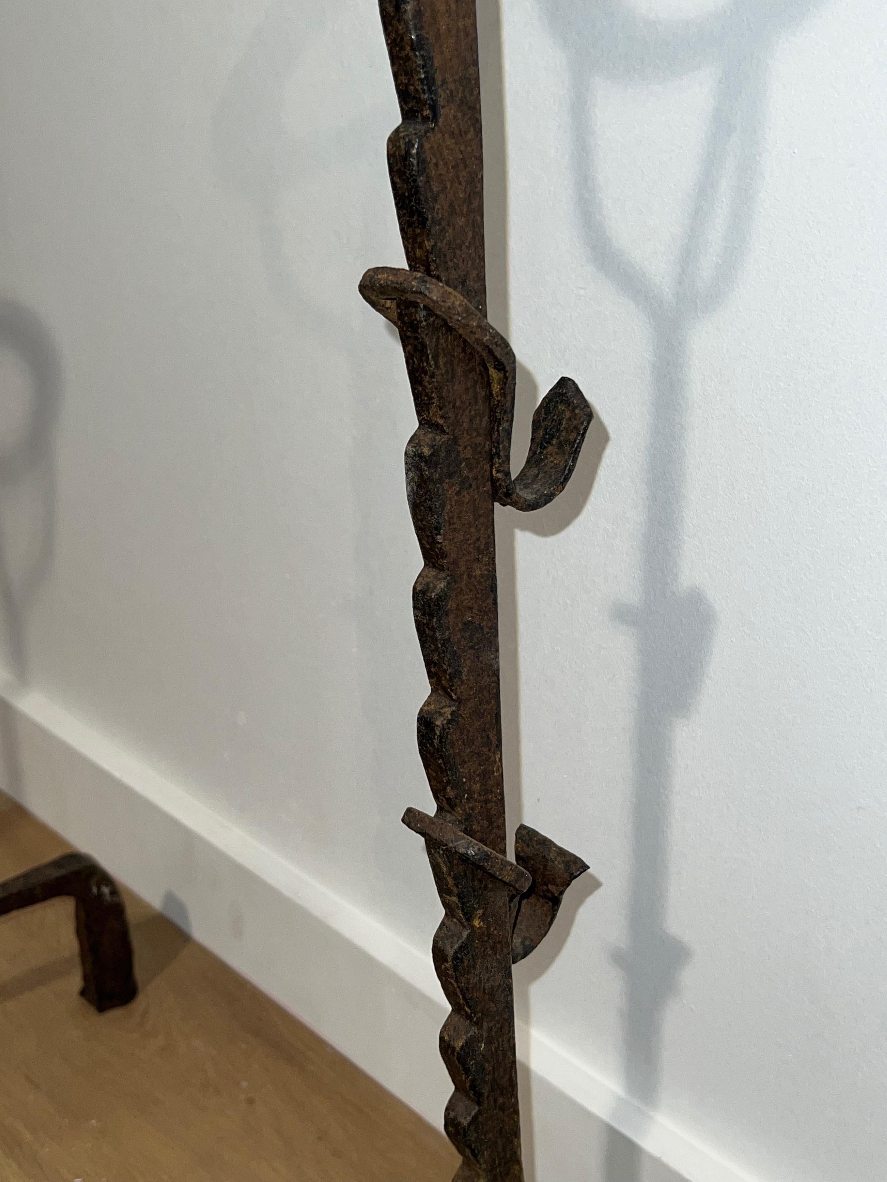 Pair of Wrought Iron Landiers. French. 18th century For Sale 9