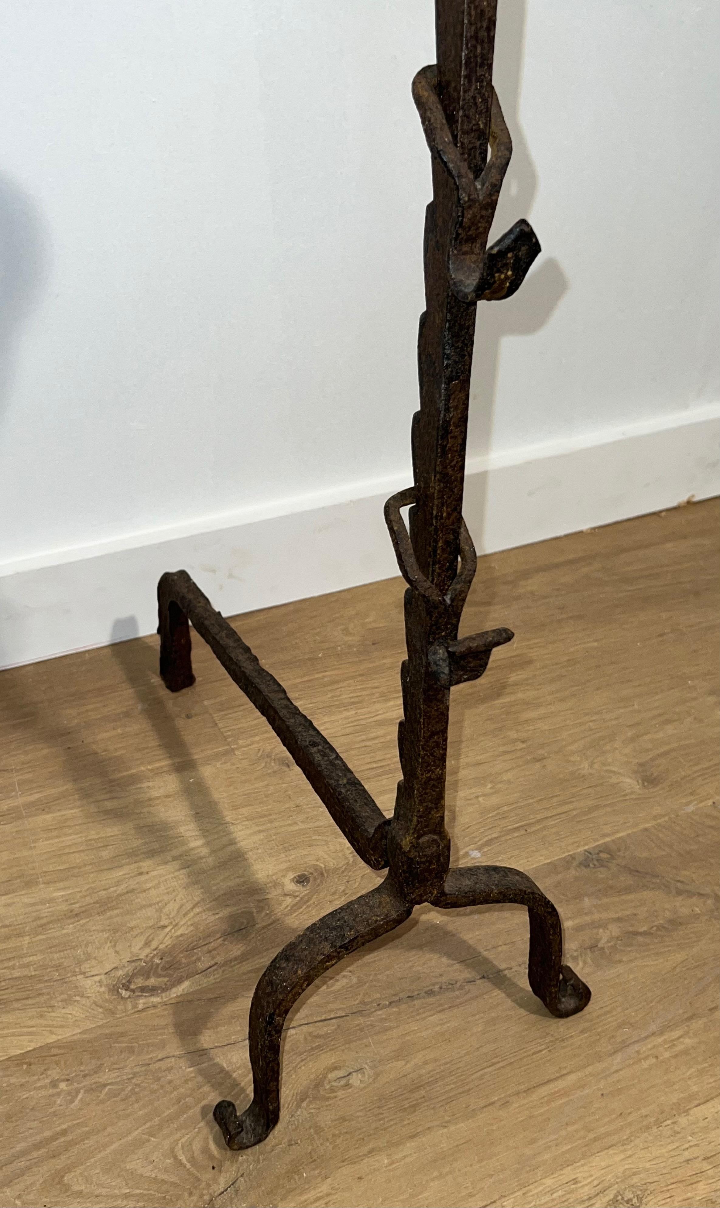 Pair of Wrought Iron Landiers. French. 18th century For Sale 15
