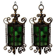 Pair of Wrought Iron Lanterns