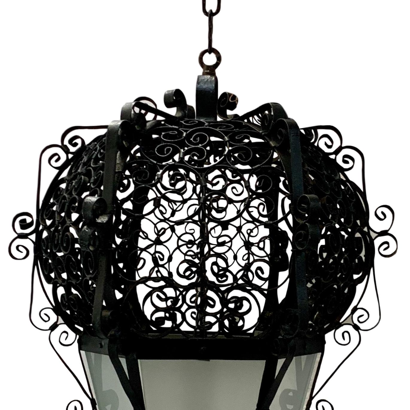 Italian Pair of Wrought Iron Lanterns, Sold Individually For Sale
