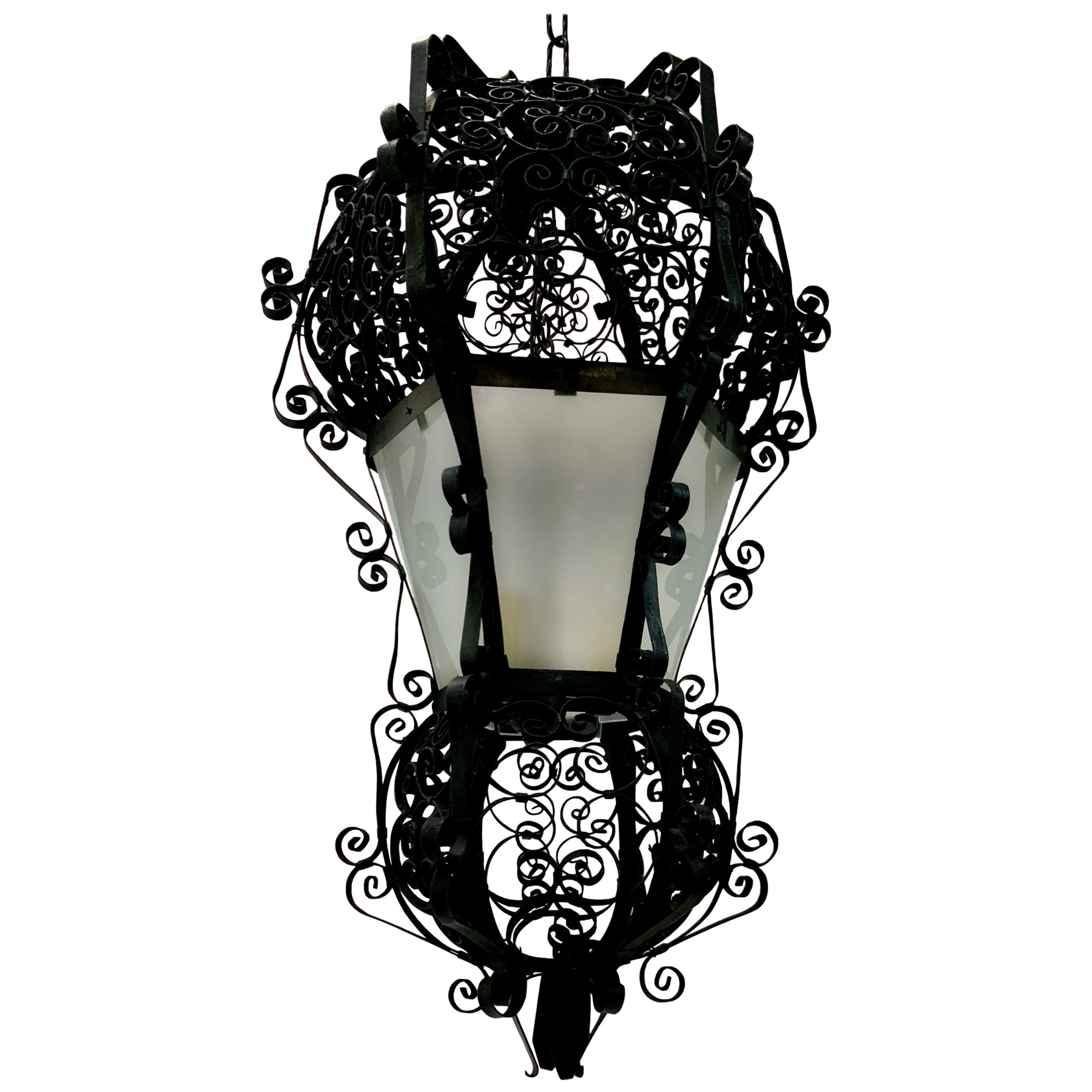Pair of Wrought Iron Lanterns, Sold Individually For Sale