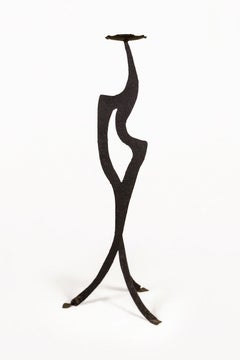 Pair of Wrought Iron Large Brutalist Candelabras, Circa 1970s, France