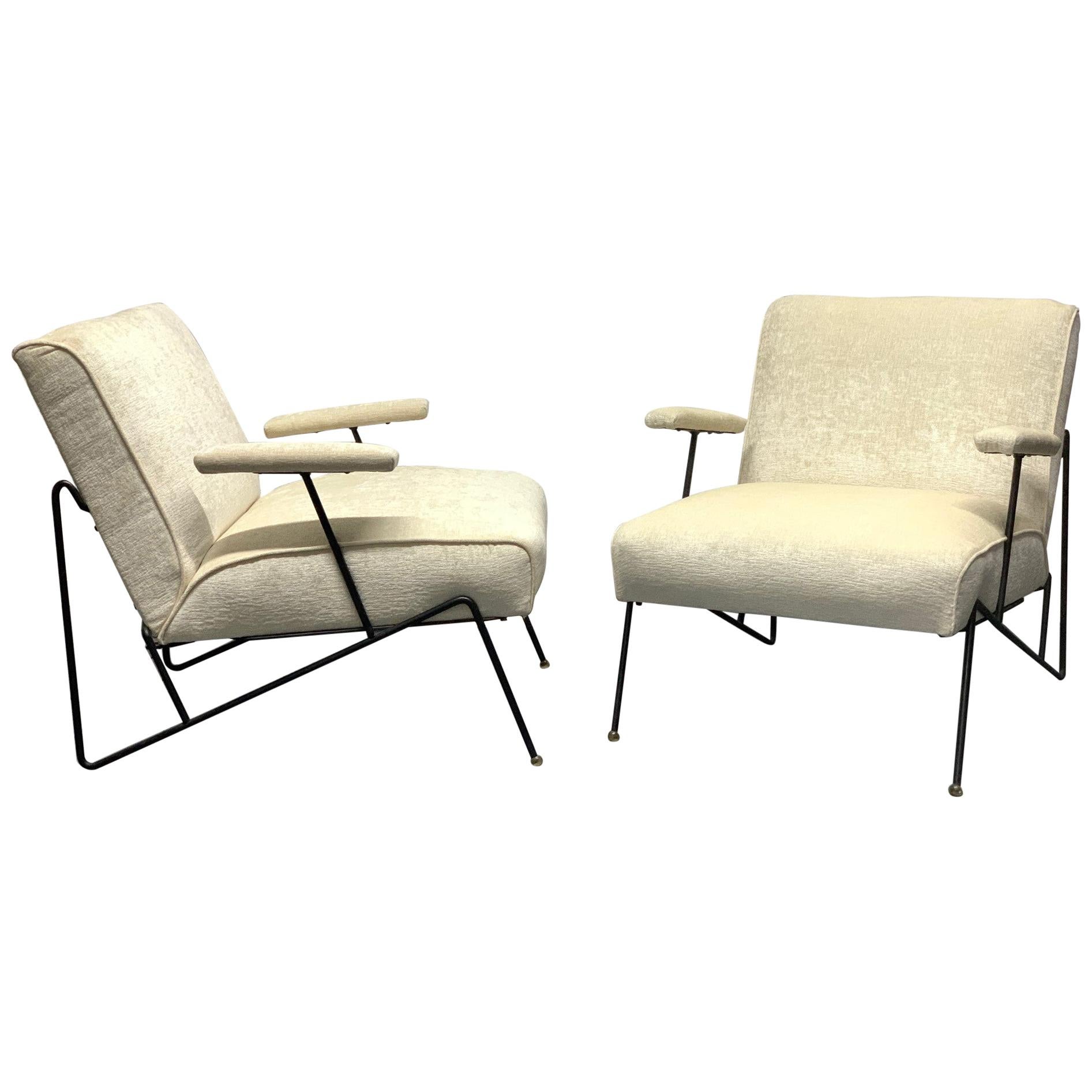 Pair of Wrought Iron Lounge Chairs by Maurizio Tempestini for Salterini
