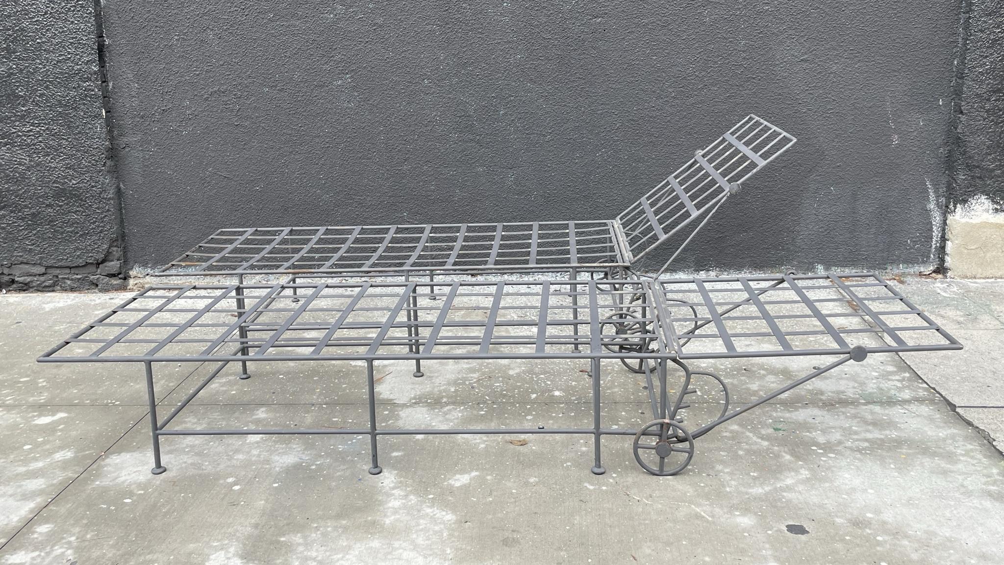 wrought iron lounge chair with wheels