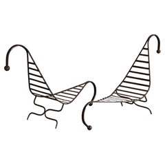 Pair of Wrought Iron Loungers