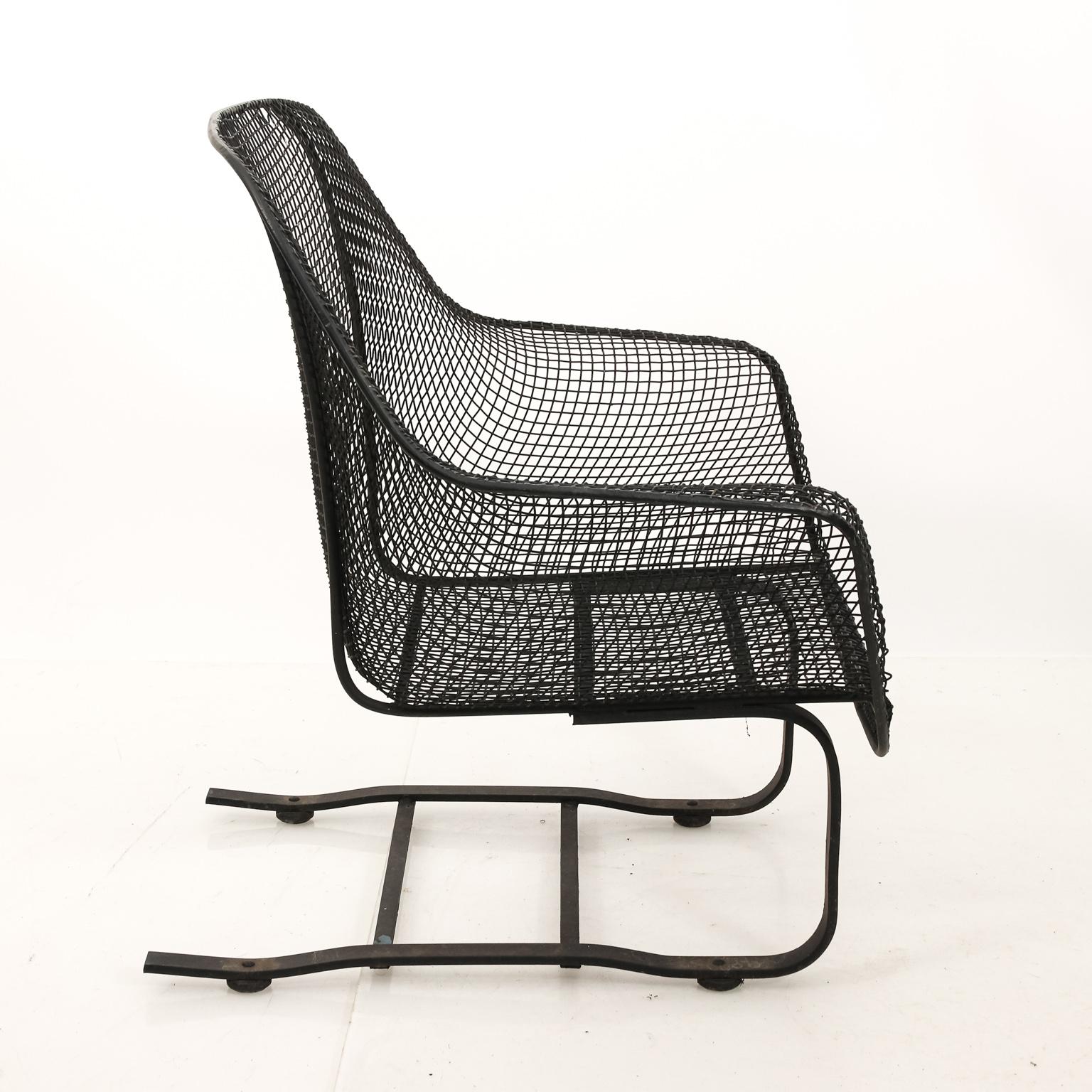 20th Century Pair of Wrought Iron Mesh Bouncer Chairs by Russel Woodard