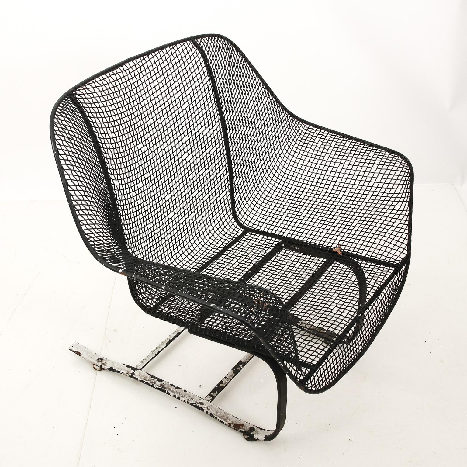Pair of Wrought Iron Mesh Bouncer Chairs by Russel Woodard 2