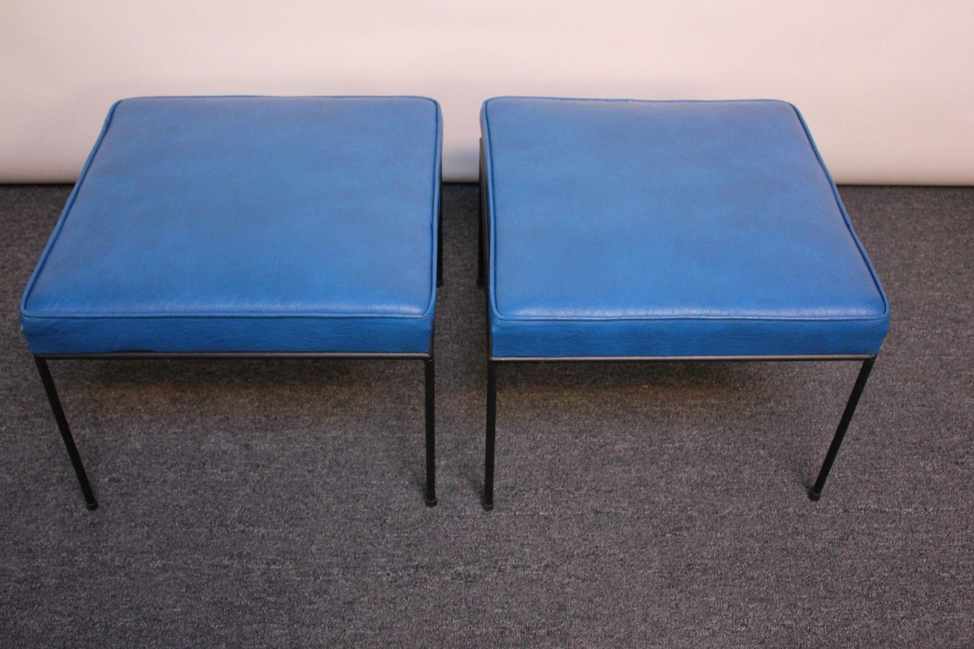 Pair of Wrought Iron Paul McCobb Stools/Ottomans In Good Condition In Brooklyn, NY