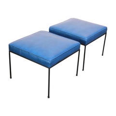 Pair of Wrought Iron Paul McCobb Stools/Ottomans
